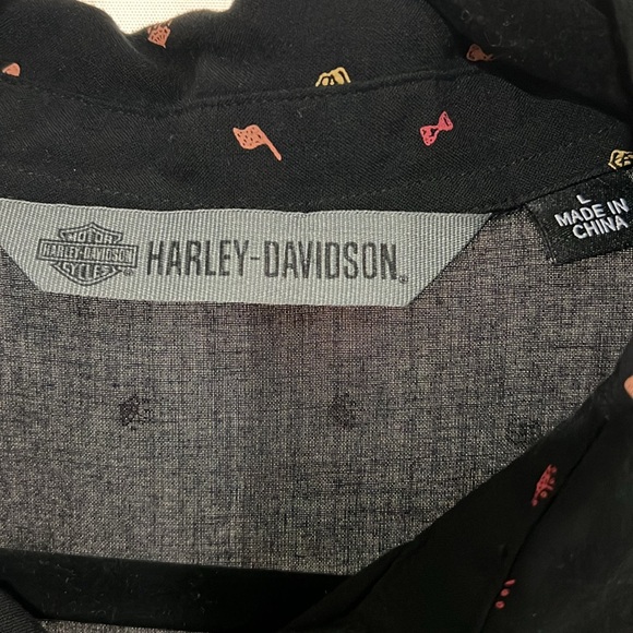 Harley-Davidson Tie Front print button down embroidered shirt blouse top 🏍️🦜 - Picture 7 of 10